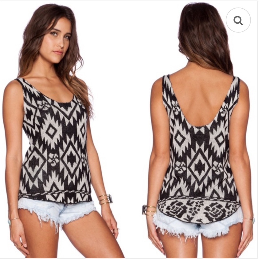 NWT Wildfox White Label Tank Top Womens Small Black White Print | Y571